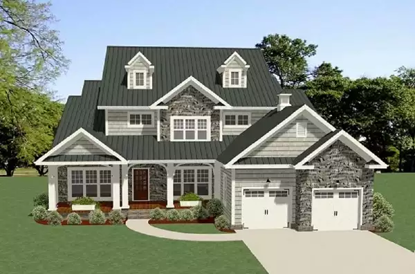 image of large craftsman house plan 2058